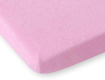 Prześcieradło frotte z gumką do łóżeczka 140x70cm - różowe