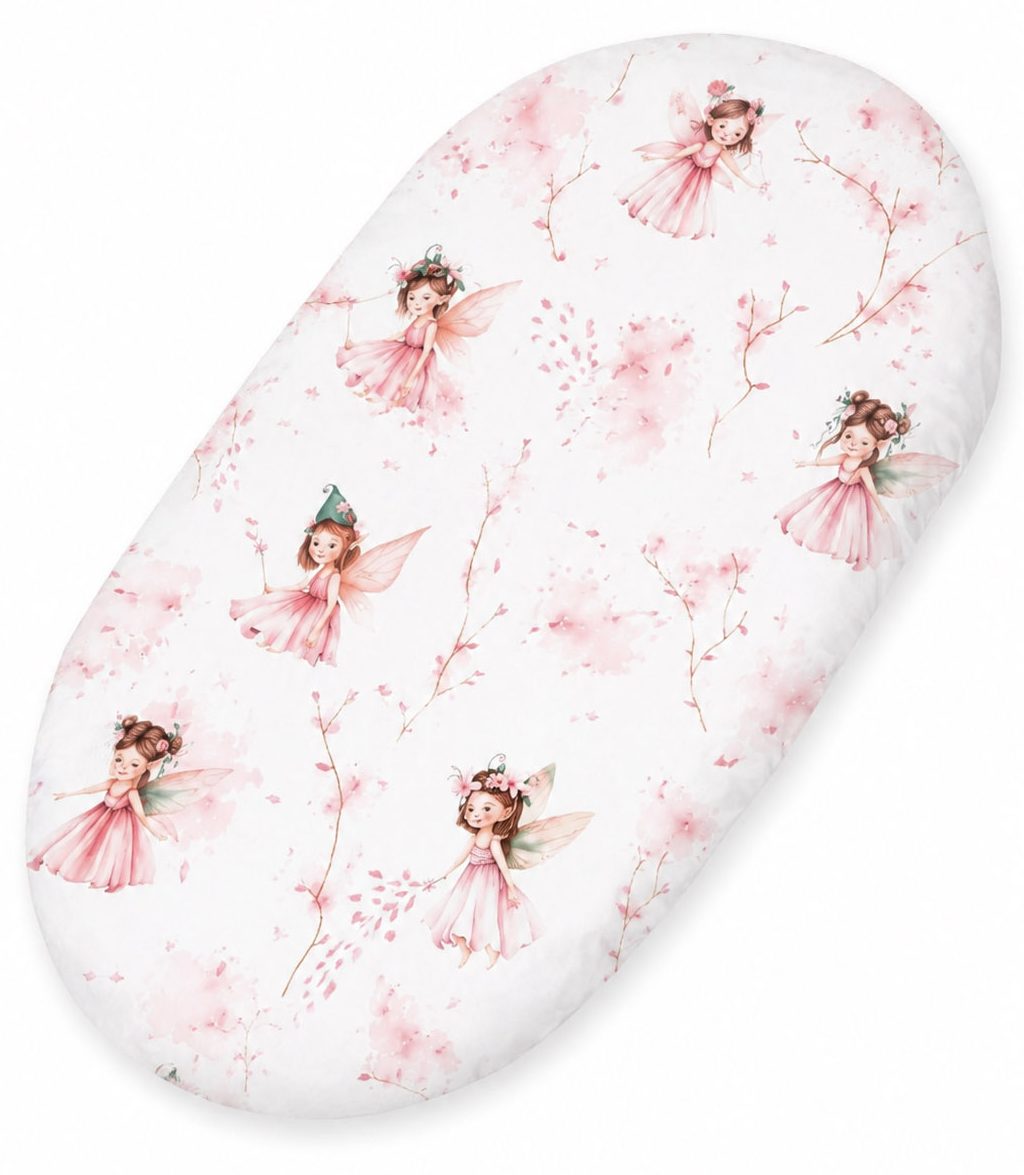 Prześcieradło bawełniane do wózka gondoli kosza Mojżesza Boho 75x35 cm - Blossom Fairies