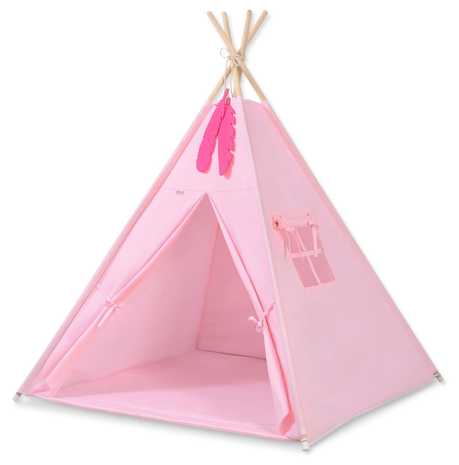 Namiot TIPI dla dzieci + mata + poduszki + zawieszki pióra - Chevron szary