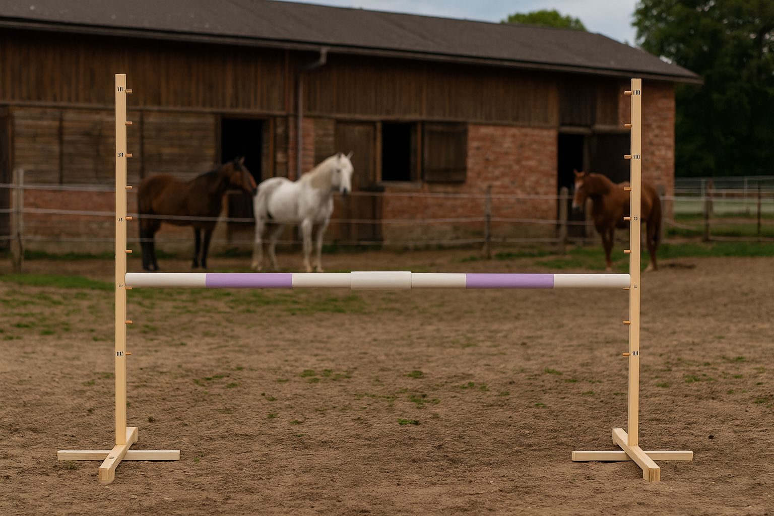Przeszkoda skokowa do Hobby Horse 160cm, h-120 cm, belka jasny fiolet