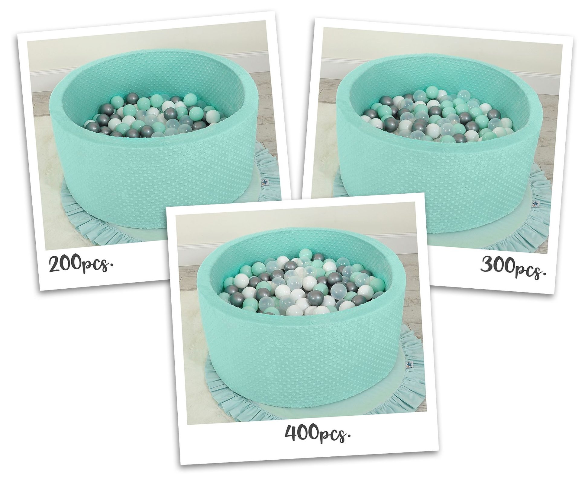 Suchy basen minky H-40 cm z piłkami 200szt.- miętowy