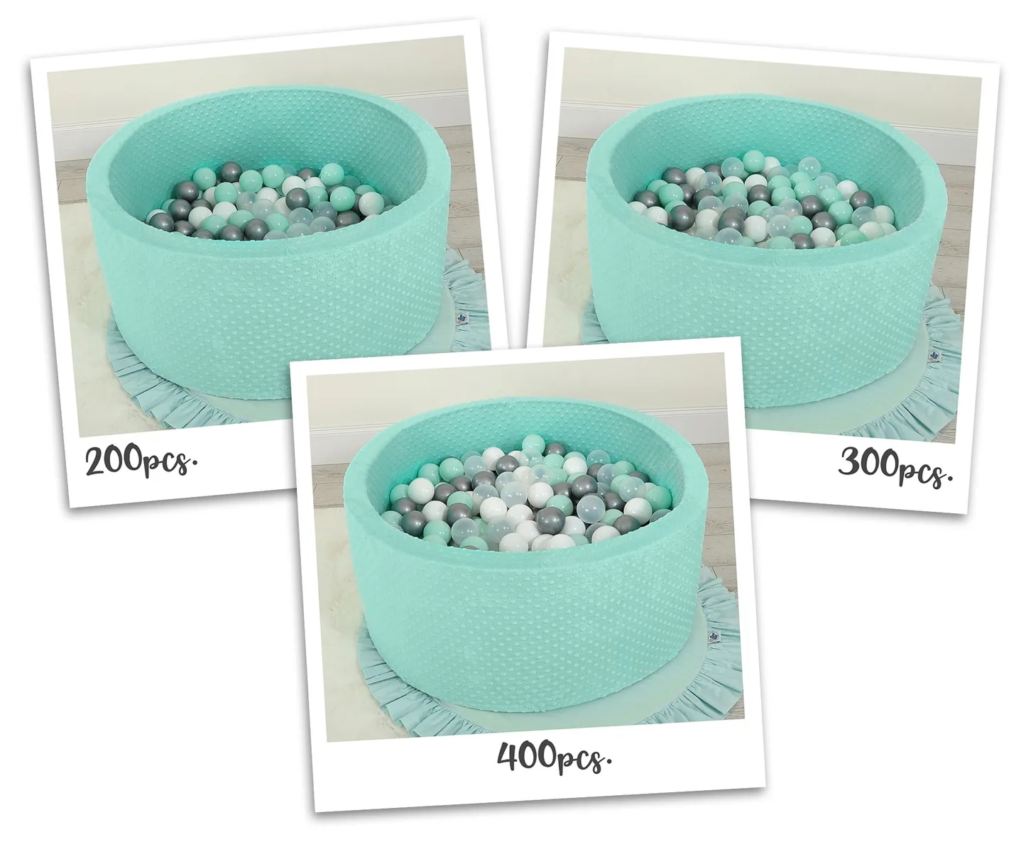Suchy basen minky H-40 cm z piłkami 200szt.- miętowy