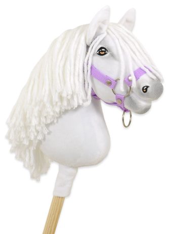 Hobby Horse Średni koń na kiju Premium biały z białą grzywą A4