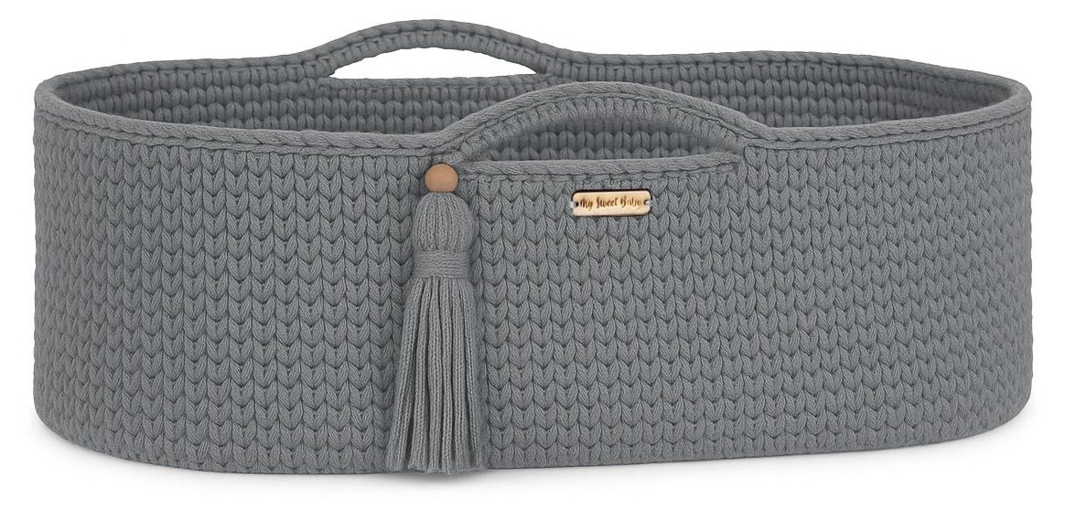 Kosz Mojżesza BOHO bawełniany Handmade z materacykiem - jasny beżowy