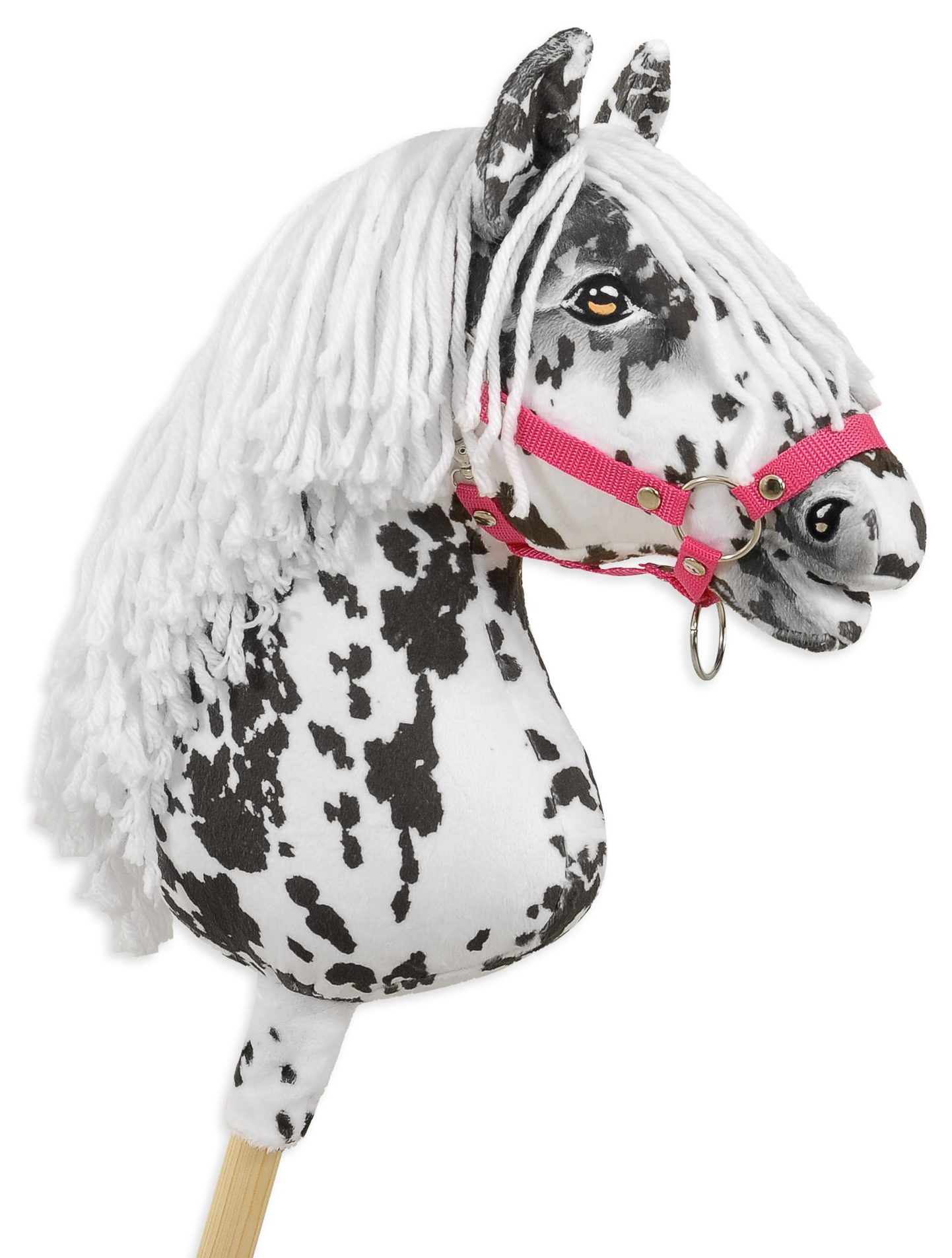 Hobby Horse Duży koń na kiju Premium - tarantowaty biało-czarny z białą grzywą A3