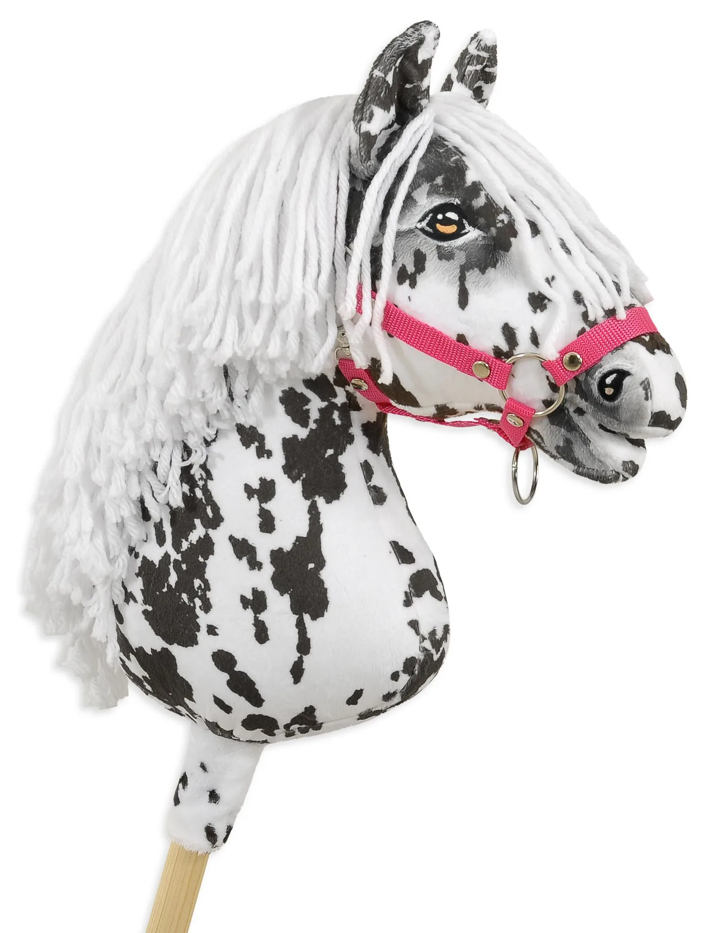 Hobby Horse Duży koń na kiju Premium - tarantowaty biało-czarny z białą grzywą A3