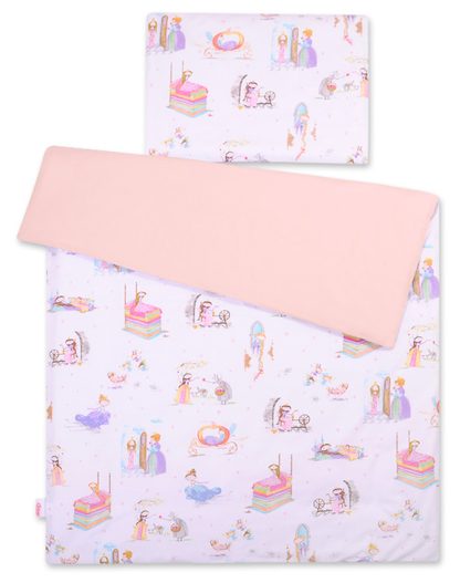 Dwustronna pościel dla dzieci 2-częściowa bawełniana 140x200 Junior - bajkowe księżniczki