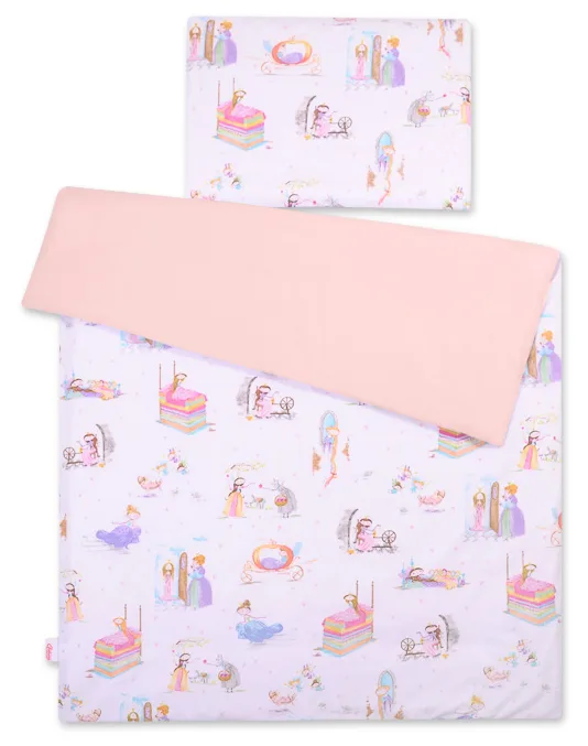 Dwustronna pościel dla dzieci 2-częściowa bawełniana 140x200 Junior - bajkowe księżniczki