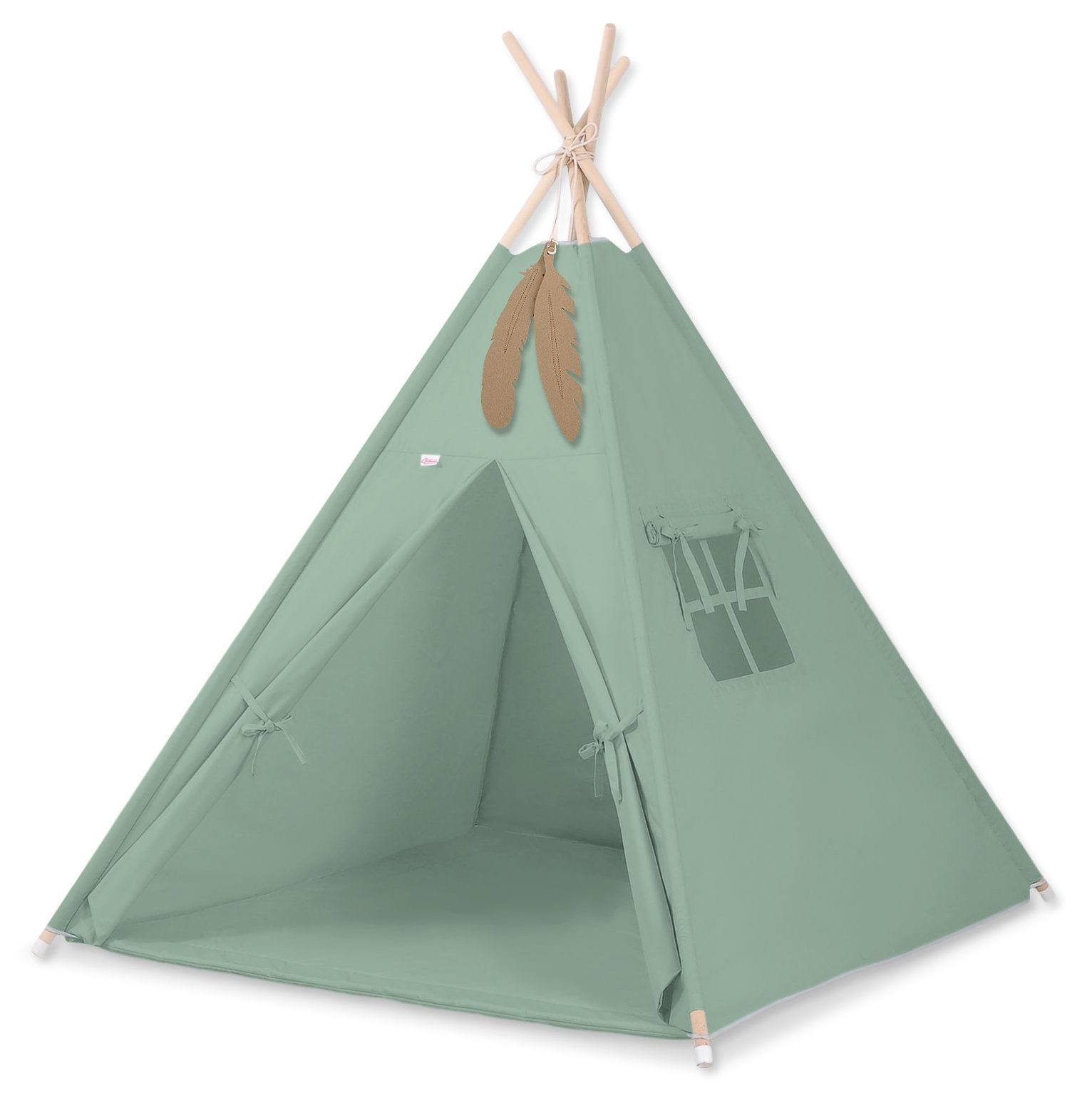 Namiot TIPI dla dzieci +mata + zawieszki pióra - Chevron różowy