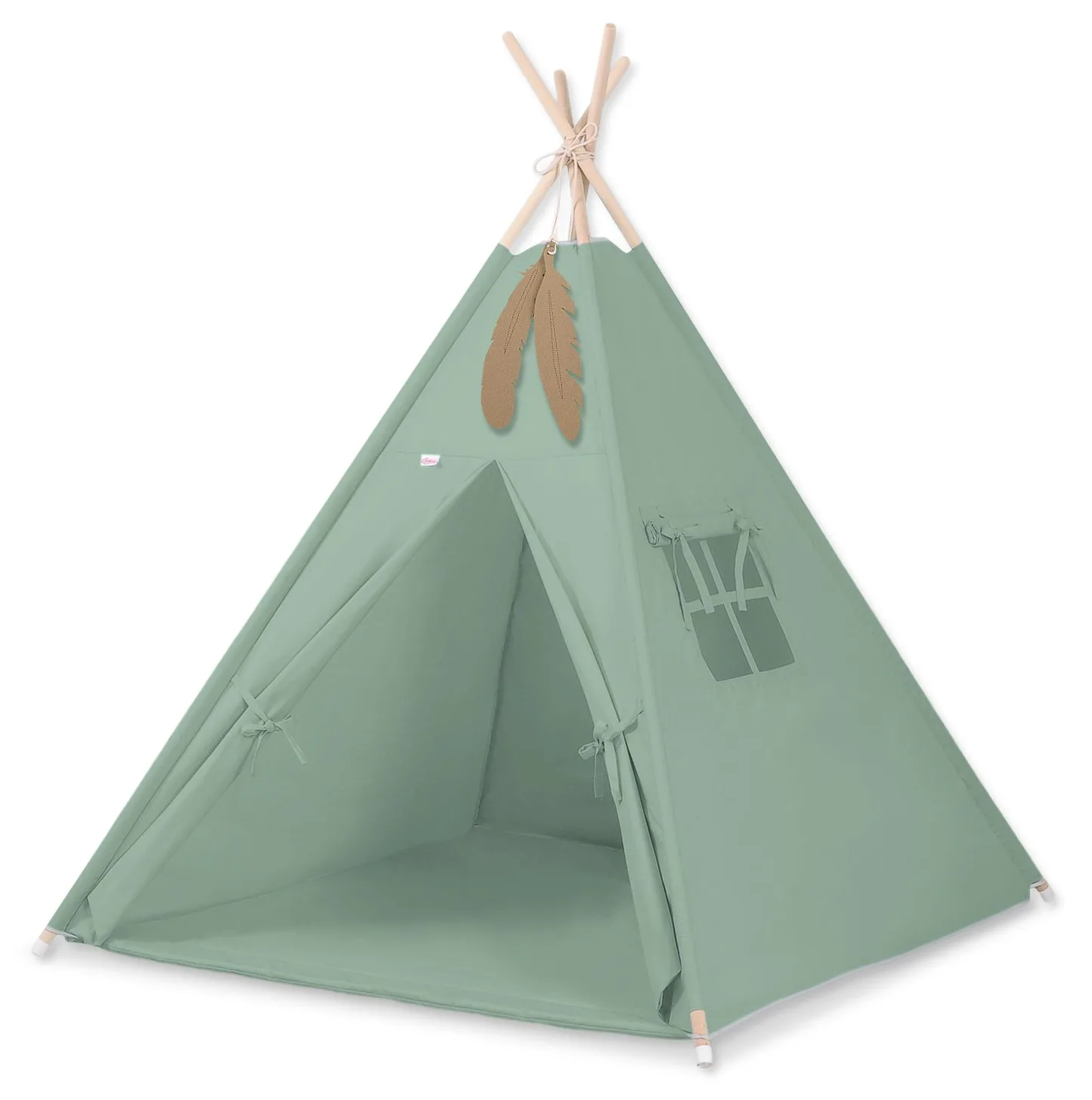 Namiot TIPI dla dzieci +mata + zawieszki pióra - Chevron różowy