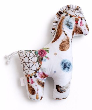 Konik LUCKY miękka maskotka z bawełny dla niemowląt - Peonie różowe