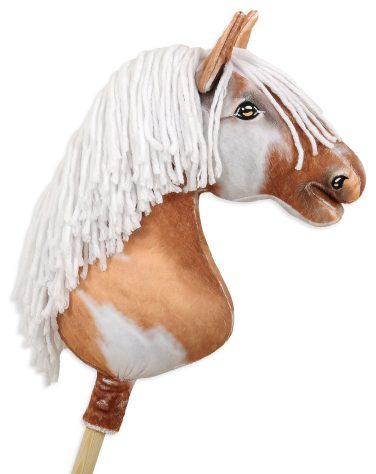Hobby Horse Duży koń na kiju Premium - srokaty tobiano z białą grzywą A3