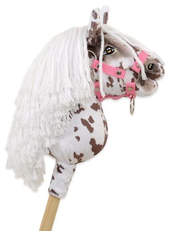 Hobby Horse Mały koń na kiju Premium tarantowaty biało-brązowy z białą grzywą A5