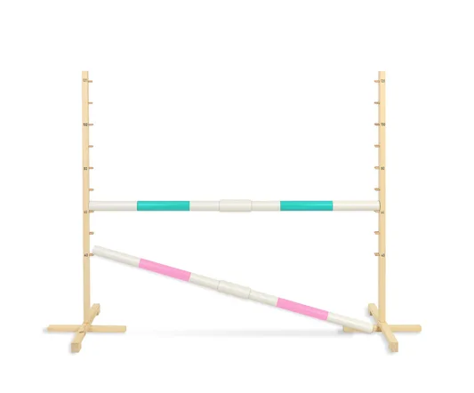 Przeszkoda skokowa do Hobby Horse 160cm, h-120 cm, dwie belki - miętowa i jasny róż