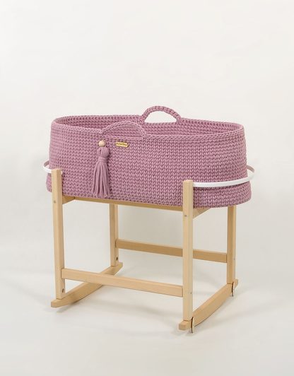 Kosz Mojżesza BOHO Handmade z kołyską - śmietanka