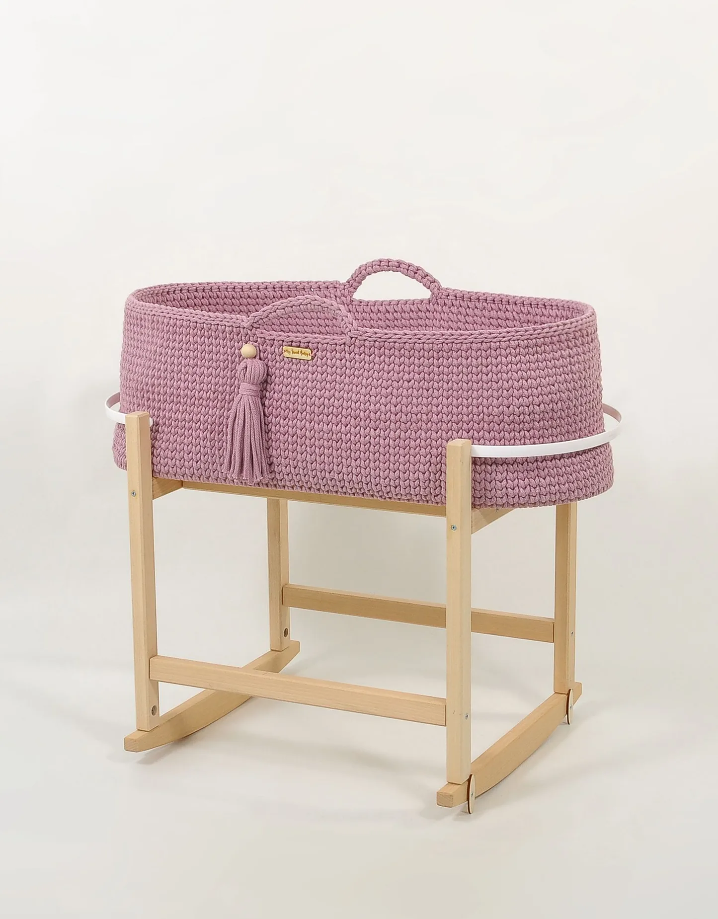 Kosz Mojżesza BOHO Handmade z kołyską - śmietanka