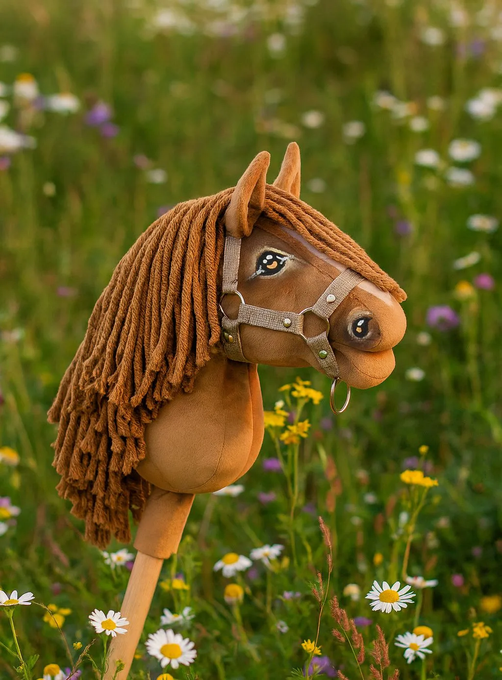 Hobby Horse Mały koń na kiju Premium brązowy jasny kasztan A5