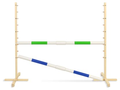 Przeszkoda skokowa do Hobby Horse 160cm, h-120 cm, dwie belki - niebieska i żółta