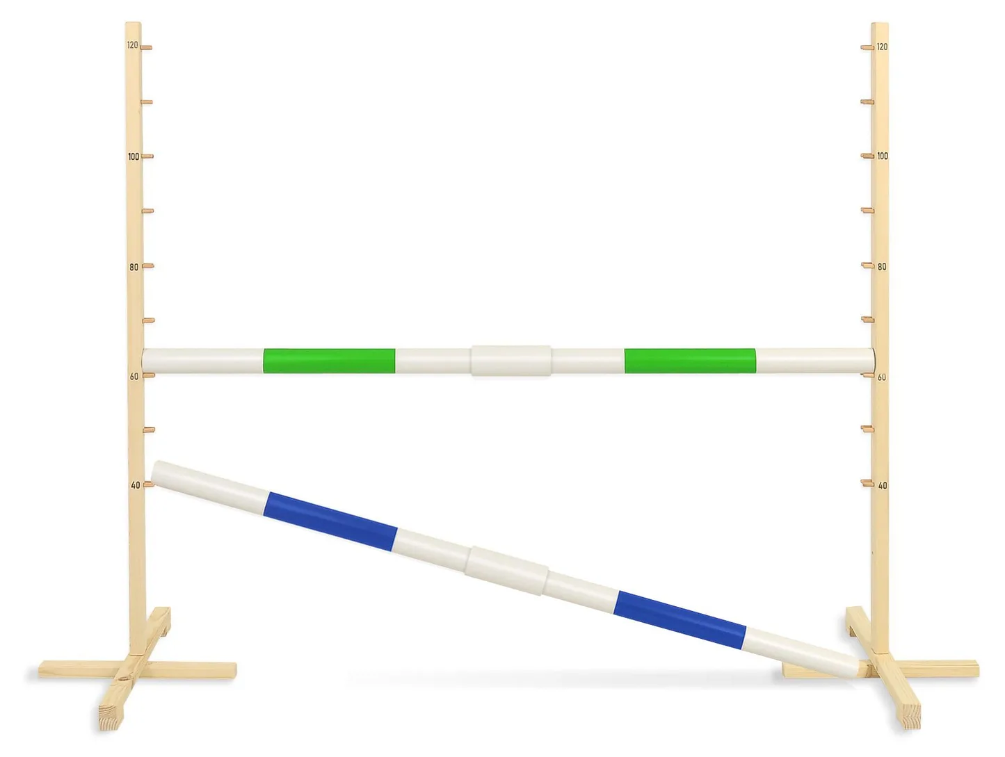 Przeszkoda skokowa do Hobby Horse 160cm, h-120 cm, dwie belki - niebieska i żółta