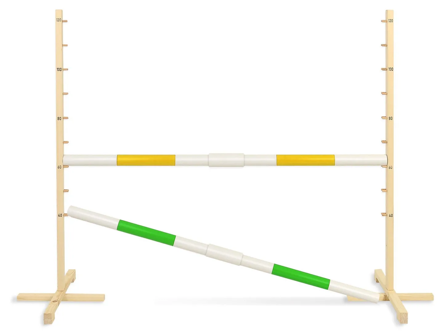 Przeszkoda skokowa do Hobby Horse 160cm, h-120 cm, dwie belki - niebieska i żółta
