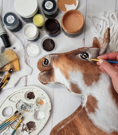Hobby Horse Duży koń na kiju Premium - srokaty tobiano z białą grzywą A3