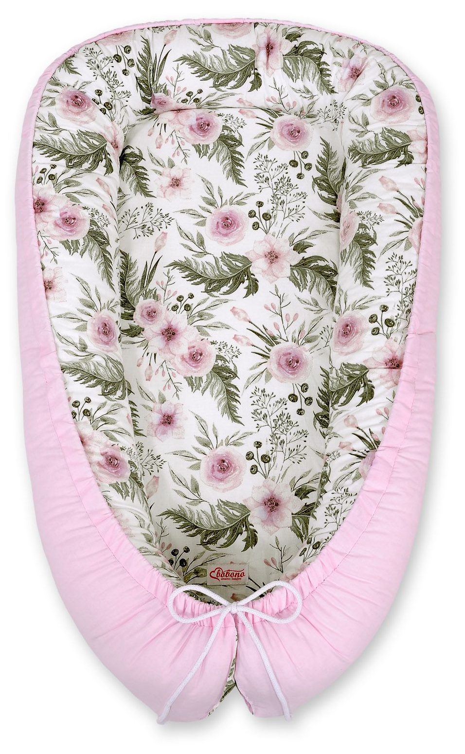 Kokon niemowlęcy dwustronny kojec otulacz Premium MY SWEET BABY- peonie różowe/różowy