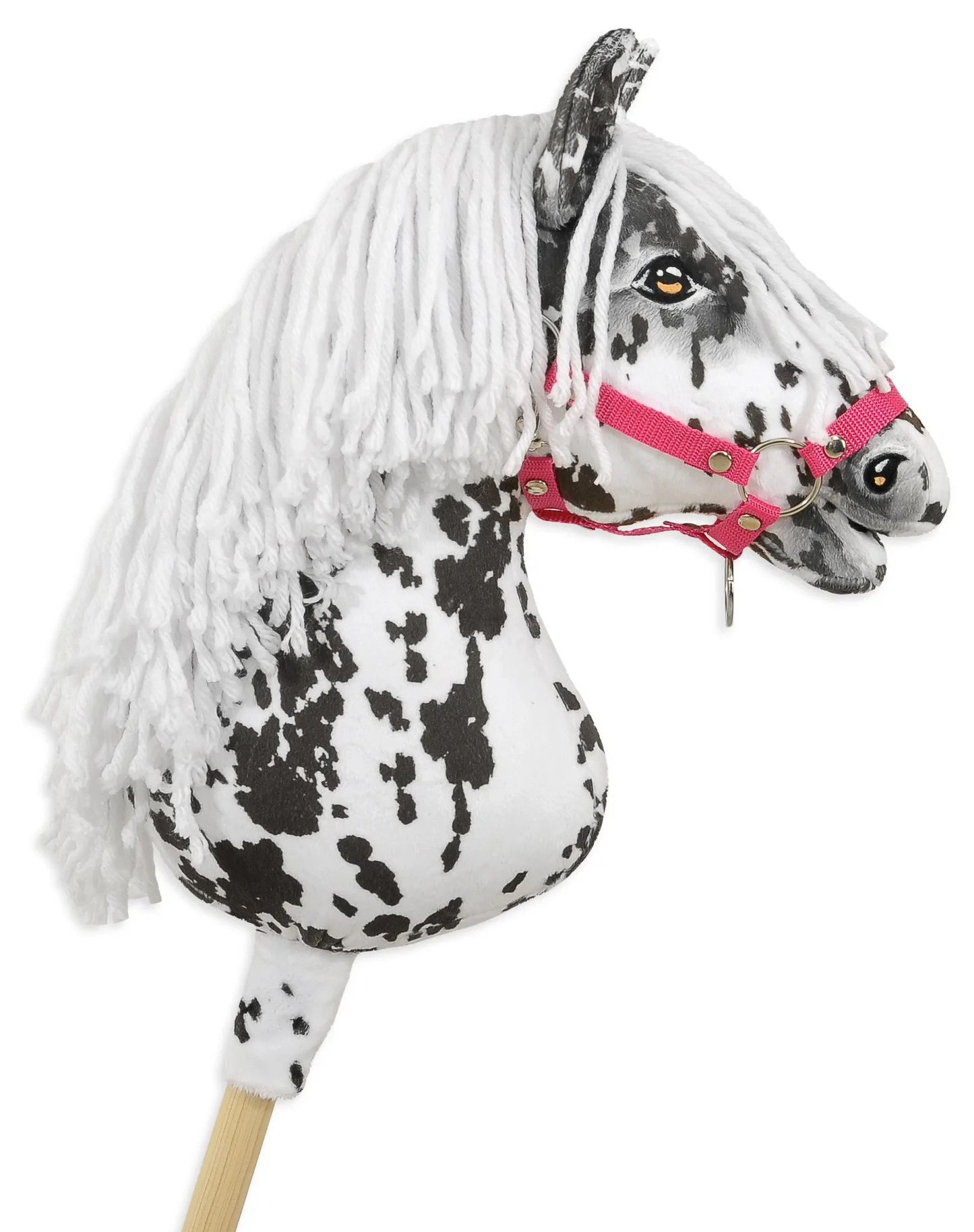 Hobby Horse Duży koń na kiju Premium - tarantowaty biało-czarny z białą grzywą A3