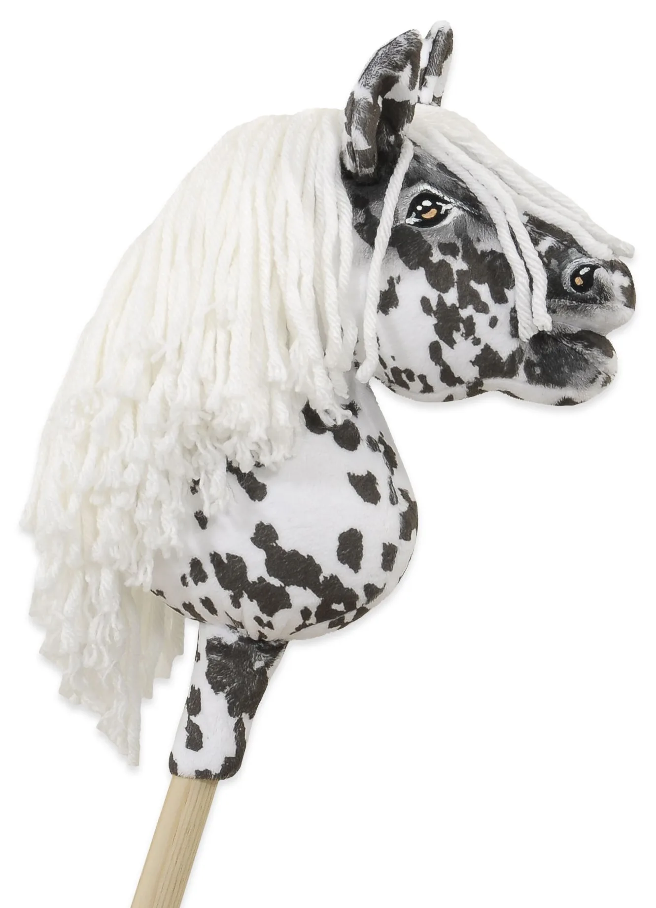Hobby Horse Mały koń na kiju Premium tarantowaty biało-czarny z białą grzywą A5