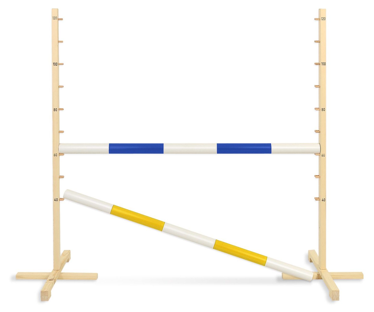 Przeszkoda skokowa do Hobby Horse 120cm, dwie belki - niebieska i żółta