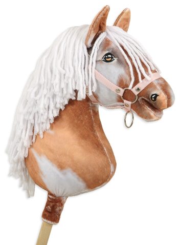 Hobby Horse Duży koń na kiju Premium - srokaty tobiano z białą grzywą A3