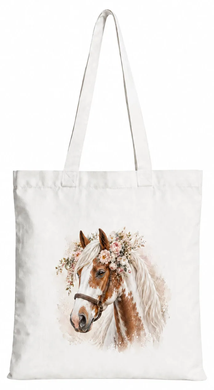 Torba bawełniana z białym koniem  – 38 × 42 cm