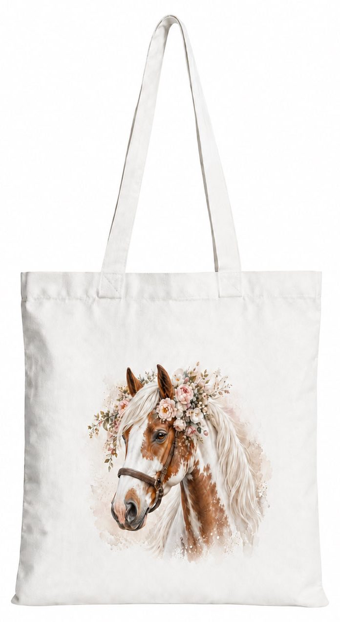 Torba bawełniana z białym koniem – 38 × 42 cm
