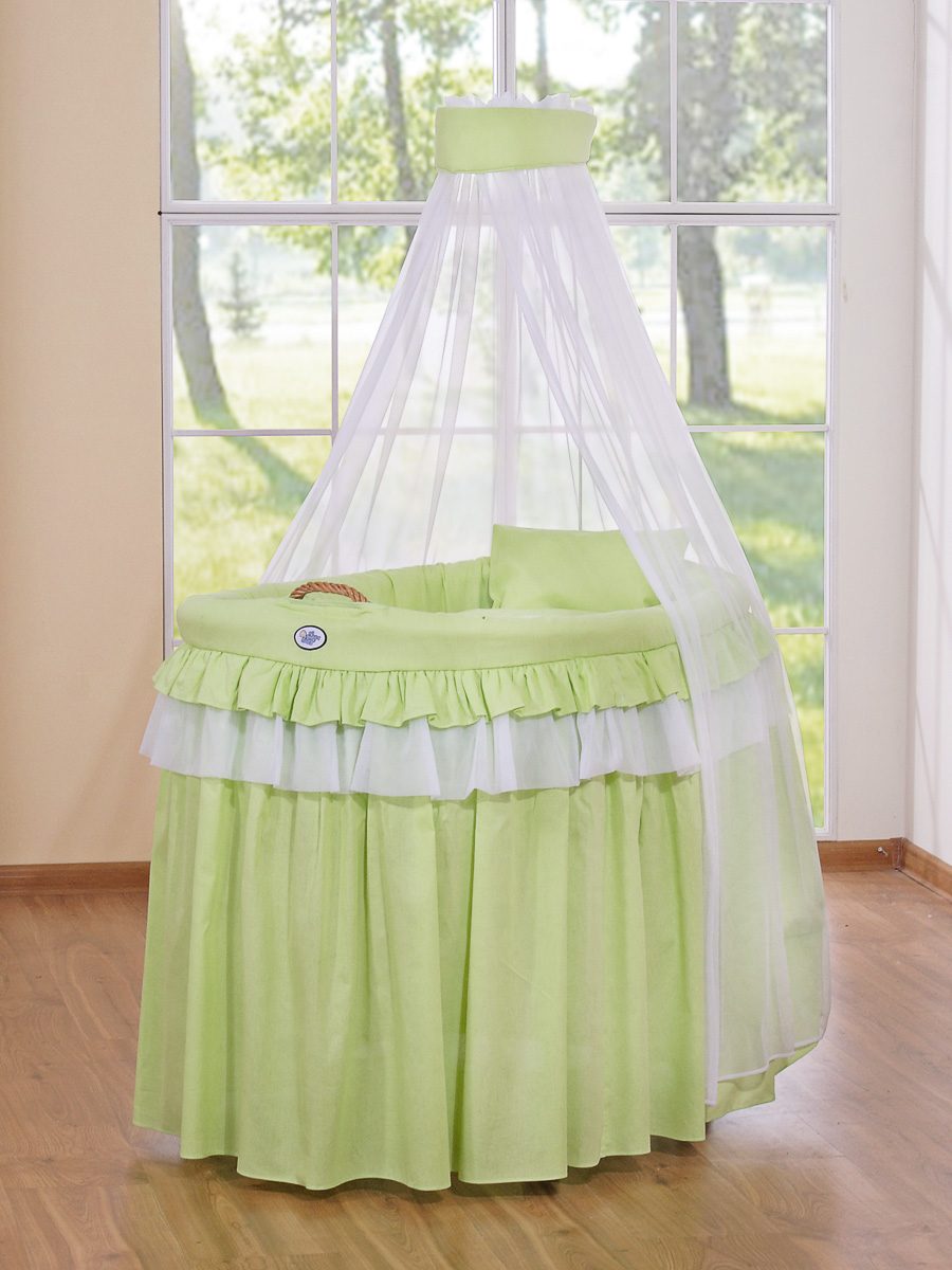 Kosz Mojżesza wiklinowy z baldachimem- Little Princess zielony