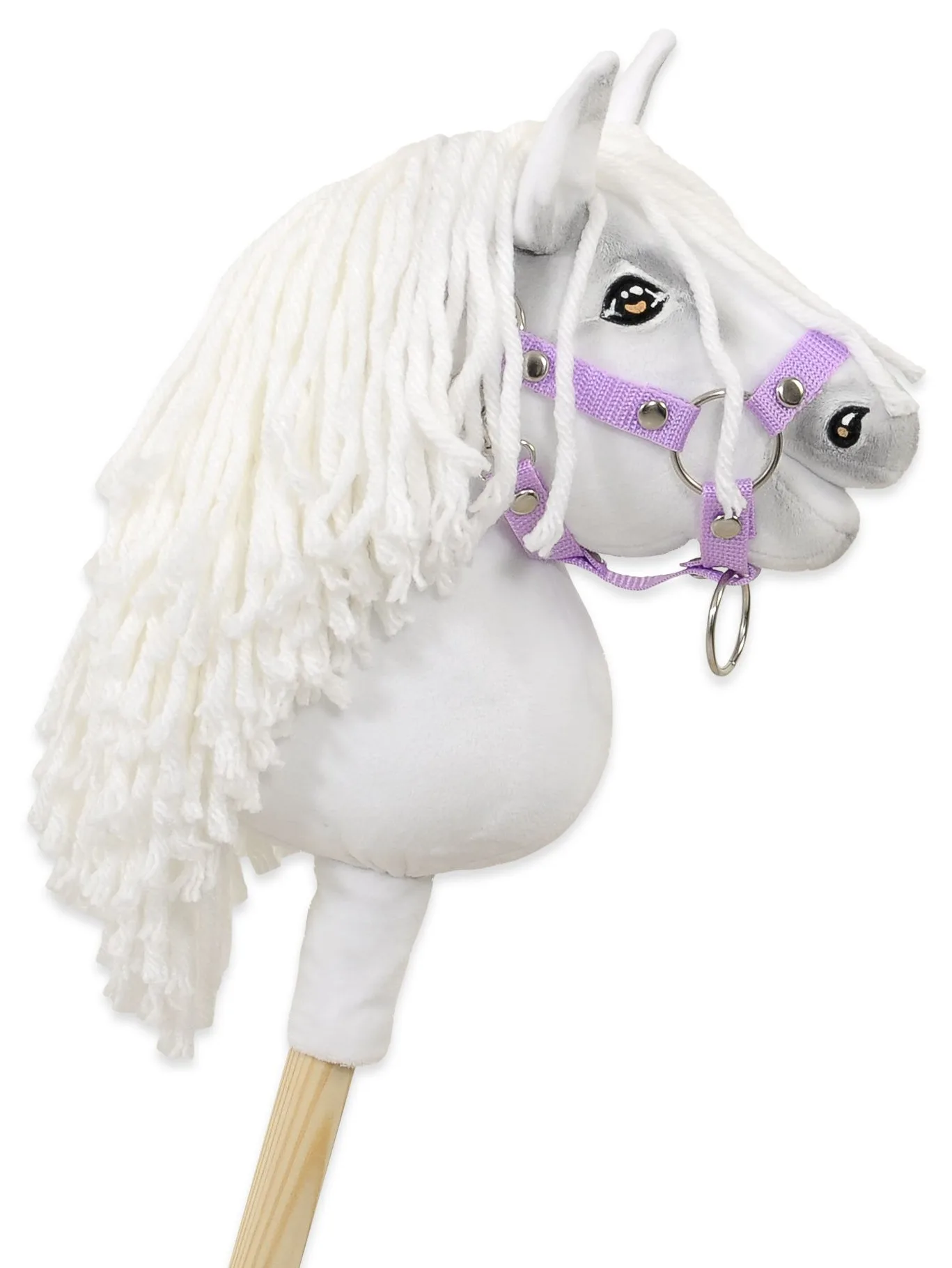Hobby Horse Mały koń na kiju Premium biały z biała grzywą A5