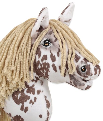Hobby Horse Mały koń na kiju Premium tarantowaty biało-brązowy z beżową grzywą A4