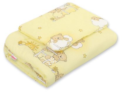 Komplet pościeli dla niemowląt z wypełnieniem 2-cz 75x100cm NEWBORN - misie niebieskie
