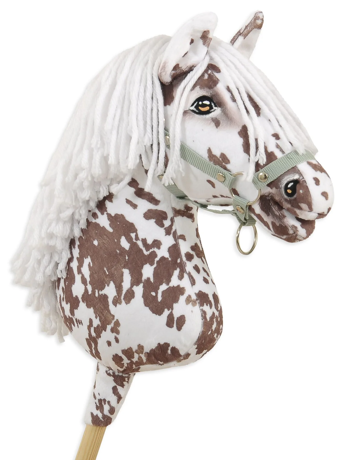 Hobby Horse Duży koń na kiju Premium - tarantowaty biało-brązowy z białą grzywą A3