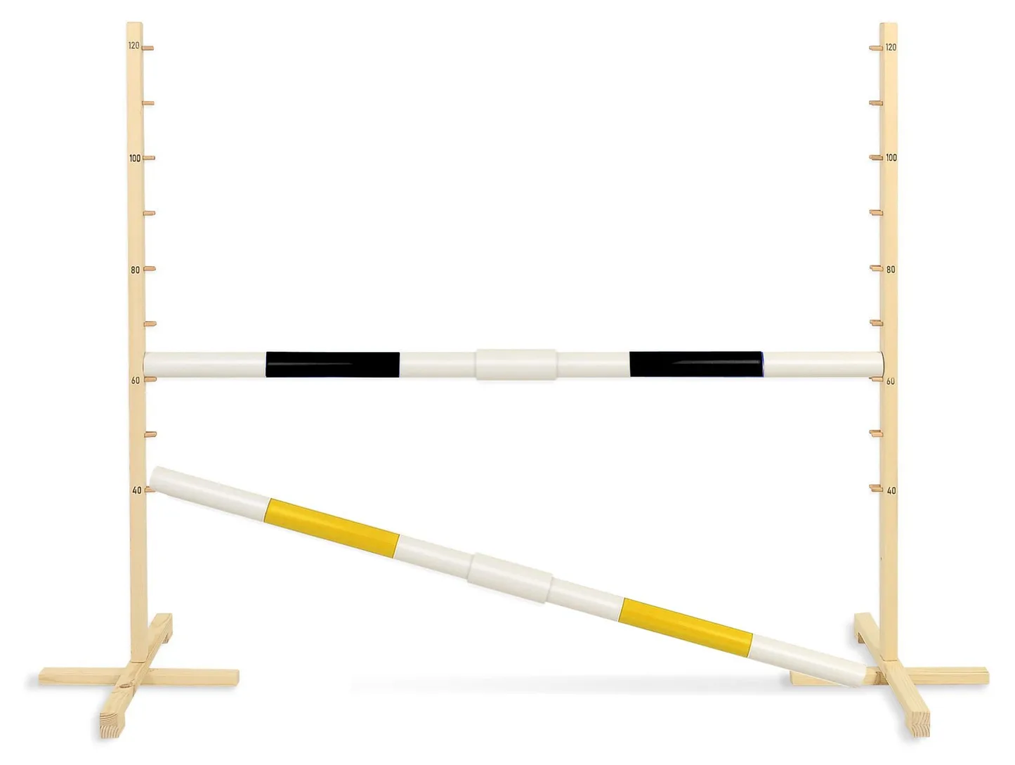 Przeszkoda skokowa do Hobby Horse 160cm, h-120 cm, dwie belki - niebieska i żółta