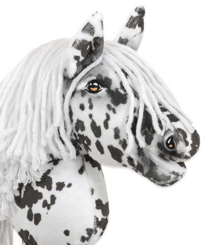 Hobby Horse Średni koń na kiju Premium tarantowaty biało-czarny z białą grzywą A4