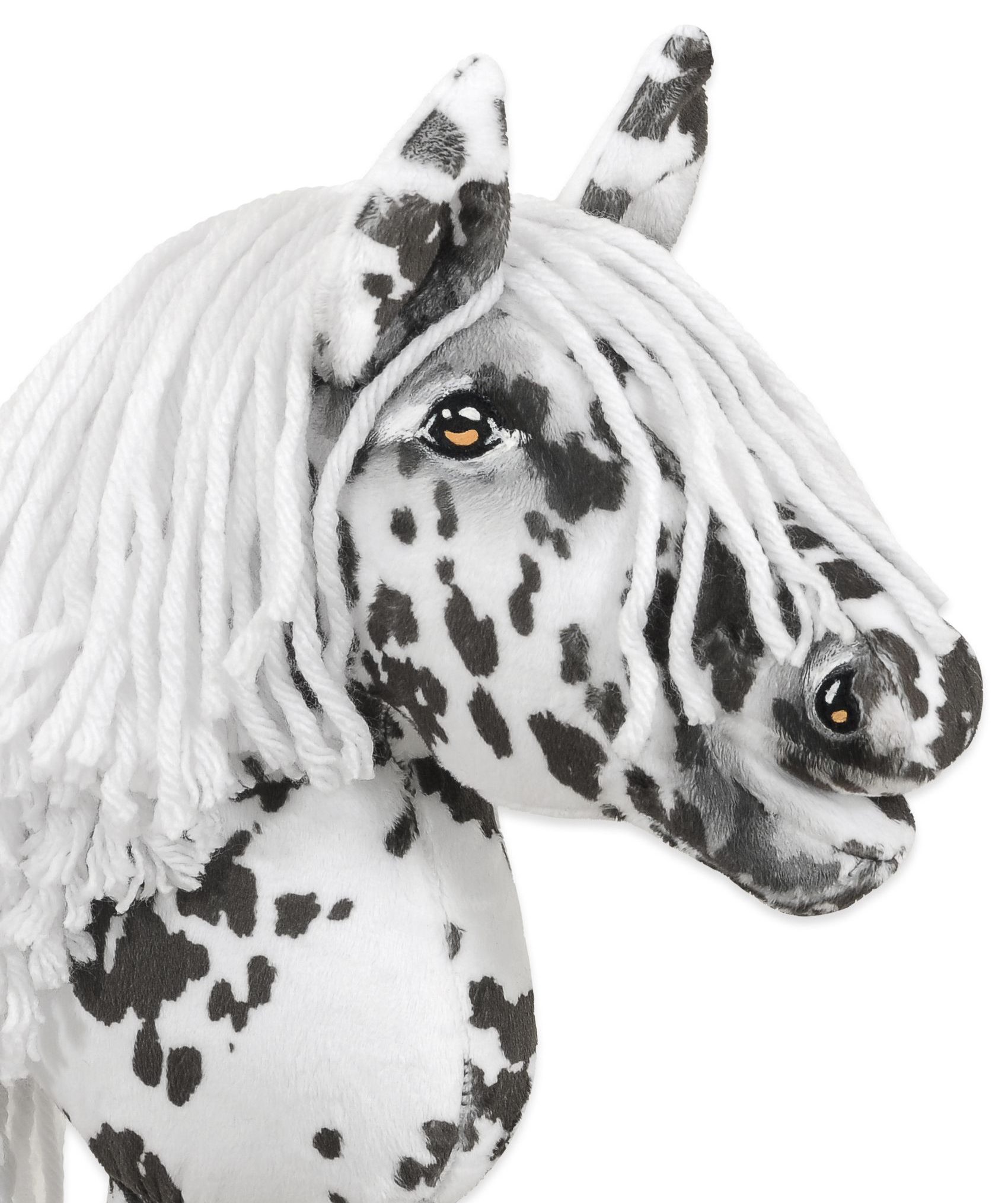 Hobby Horse Średni koń na kiju Premium tarantowaty biało-czarny z białą grzywą A4