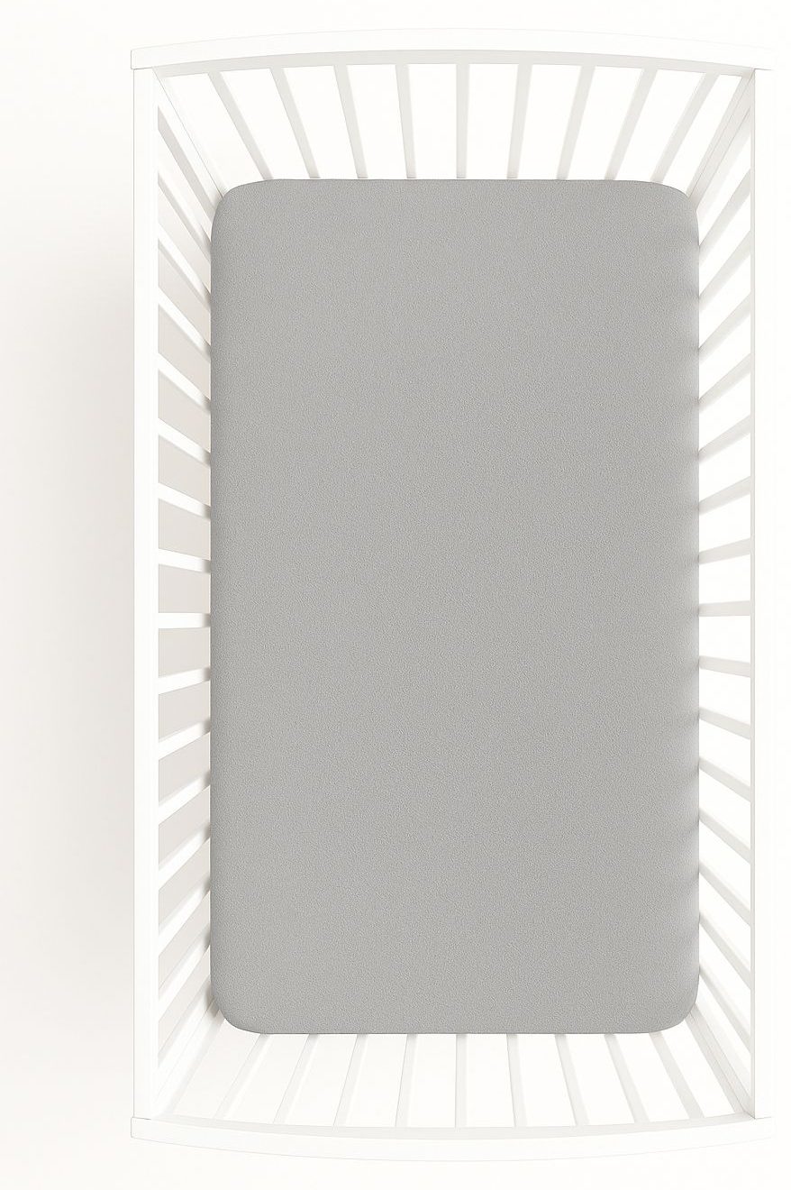 Prześcieradło frotte z gumką do łóżeczka 120x60cm - szare