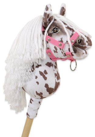 Hobby Horse Mały koń na kiju Premium tarantowaty biało-brązowy z białą grzywą A5