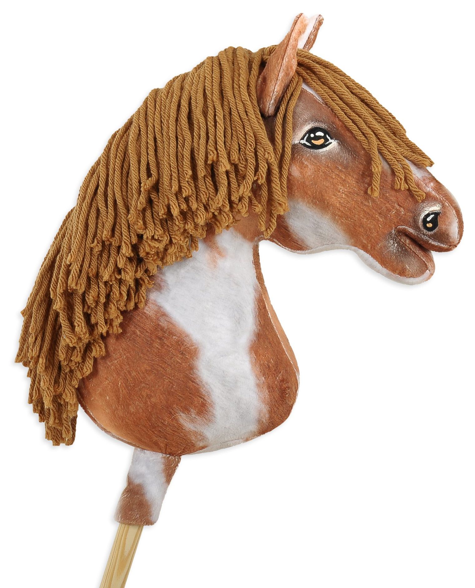 Hobby Horse Duży koń na kiju Premium - srokaty tobiano z brązową grzywą A3