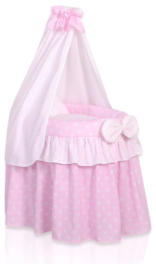 Wózek dla lalek Kosz Mojżesza dla lalek z baldachimem LITTLE PRINCESS różowy