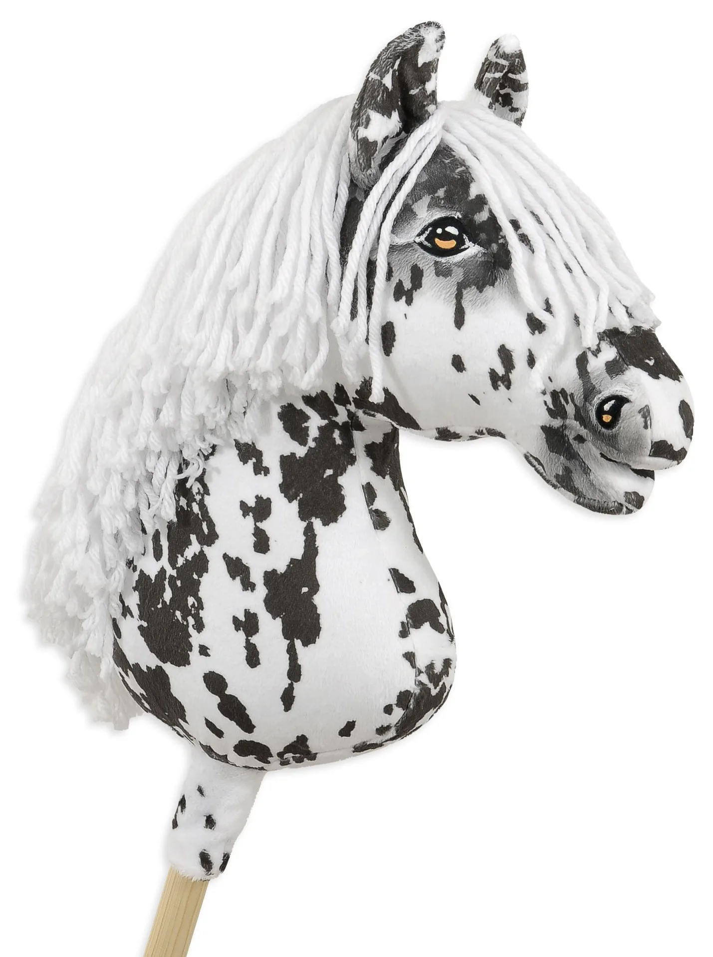 Hobby Horse Duży koń na kiju Premium - tarantowaty biało-czarny z białą grzywą A3