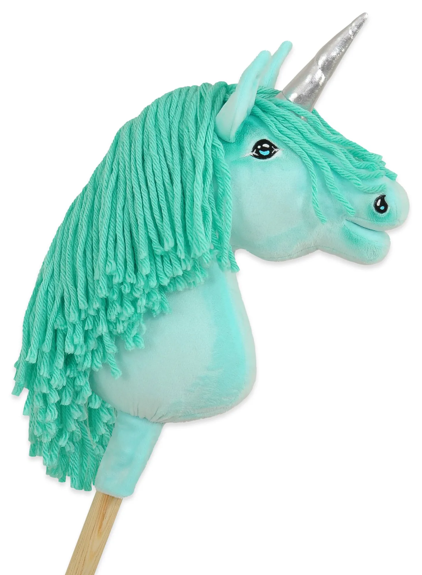 Hobby Horse Jednorożec na kiju różowy z różową grzywą i złotym rogiem A4