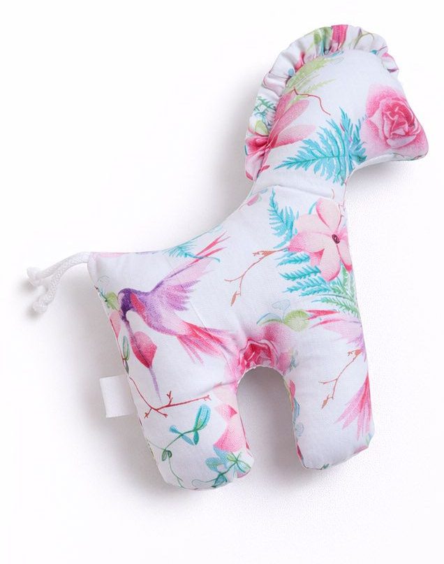 Konik LUCKY miękka maskotka z bawełny dla niemowląt - Peonie różowe