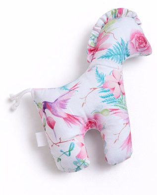 Konik LUCKY miękka maskotka z bawełny dla niemowląt - Peonie różowe