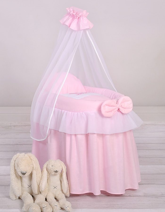 Wózek dla lalek Kosz Mojżesza dla lalek z baldachimem LITTLE PRINCESS różowy