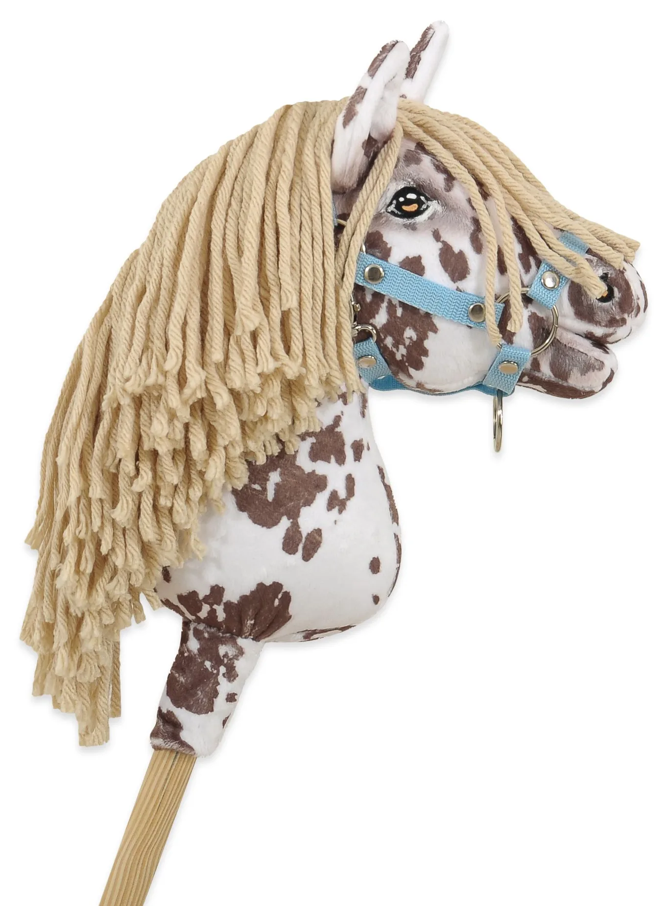 Hobby Horse Mały koń na kiju Premium tarantowaty biało-brązowy z beżową grzywą A4